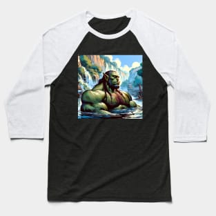 Bathing Orc Muscular Bara Art Baseball T-Shirt